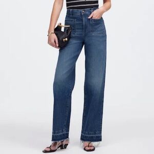 Madewell Emmett Wide Leg Jean Let Down Hem Jean in Archbald Wash Blue Size 30
